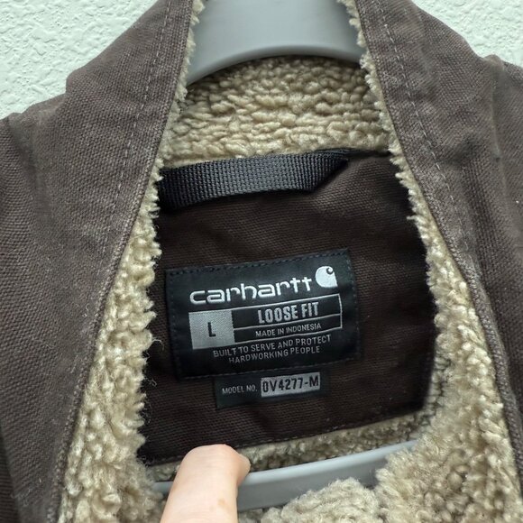 Carhartt Loose Fit Washed Duck Sherpa Lined Mock Neck Vest 104277 DKB Mens Large - Picture 2 of 10